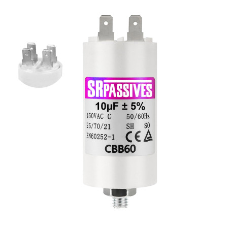 CONDENSATEUR MOTEUR À COSSE CBB60 10µF 10uF 450V DÉMARRAGE PERMANENT (833+831)