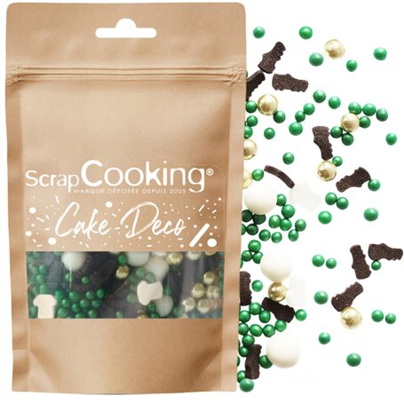 ScrapCooking - Décors Sucrés Foot 50 g - Décoration Alimentaire Comestible - Sprinkles Football Ballon Perles Dorées pour Déco G