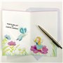 17-6051 Carte Porte-Billet avec Enveloppe Joyeux Anniversaire pour Enfant Petite Fille Fée Blonde Baguette Magique Ailes Fleurs 