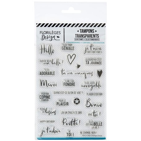 Florilèges Design FDCL117003 Tampons Clear Je T'adore Plastique Transparent 21 x 11 x 0.4 cm