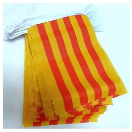 AZ FLAG - Guirlande Drapeau Catalogne - 4 Mètres Avec 20 Petits Drapeaux Catalan De 15x10 cm - Fanion 100% Polyester - 40g