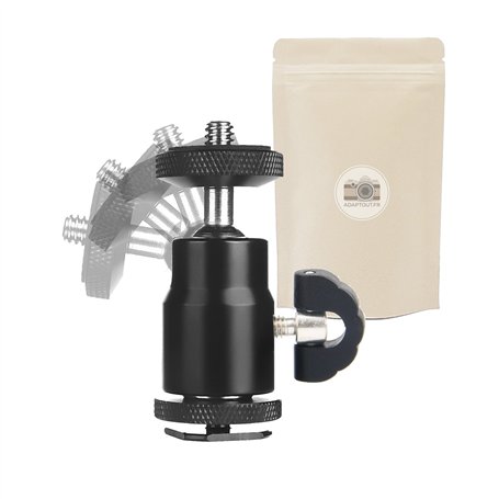 Rotule tête sabot flash hot shoe pour appareil photo vis 1/4" compatible toutes marques Canon Nikon Sony Pentax Fuji Panasonic S