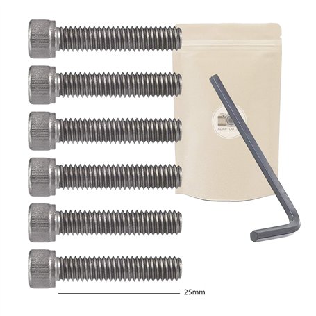 X6 Vis 1/4 1 Pouce + cle Allen Vis américaine de Longueur 25 mm 25mm 1" Pas de vis Standard Type Kodak pour Accessoire Photo - A