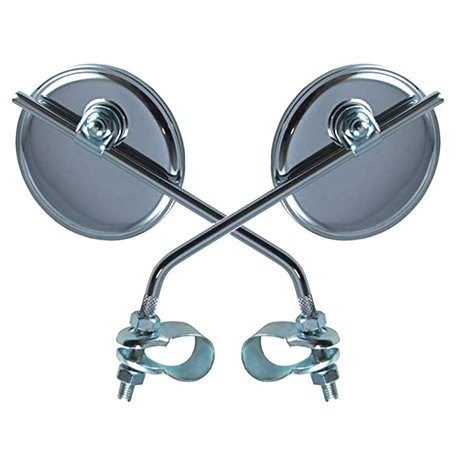 cyclingcolors 2x rétroviseur vélo chromé rond 75mm à collier réversible gauche droite guidon 22mm cycle ville route vintage (1 P
