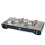 INTEC - Kit Plancha Gaz 2en1 Complet - Réchaud 2 feux Inox 4400W + Plaque Grill + 4 Cartouches Gaz Butane Intérieur/Extérieur