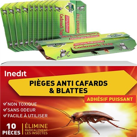 Piege cafard (10 pièces) - Pièges à Colle Anti Cafards Puissant - Répulsifs à Insectes Non Toxique Rapide & Efficace Anti Blatte