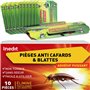 Piege cafard (10 pièces) - Pièges à Colle Anti Cafards Puissant - Répulsifs à Insectes Non Toxique Rapide & Efficace Anti Blatte
