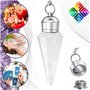 Pendule Divinatoire CRISTAL DE ROCHE Naturelle Cône à 12 Facettes avec Chambre Témoin – Collection PRESTIGE – Pendule de Radiest