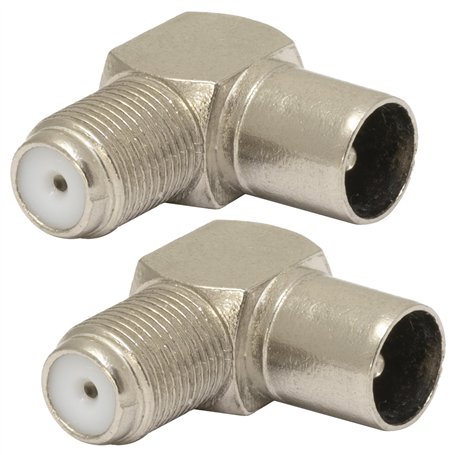 AERZETIX - C69026 - Lot de 2 Connecteurs d'antenne TV mâle vers fiche F femelle angulaire à 90° pour câble coaxial - adaptateur