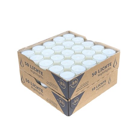 Horeca Candles - Lot de 100 Bougie Chauffe Plat Blanche - 8 Heures - Cups Transparent - Sans Parfum