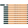 STABILO Stylo feutre pointe fine point 88 - Lot x 10 stylos feutre - Vert Sapin (88/63)