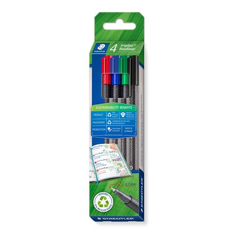 Staedtler Triplus Fineliner 334 R - etui Carton 4 Feutres Pointe Superfine 0