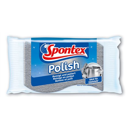 Spontex Polish Éponge à récurer en Acier Inoxydable Idéal pour casseroles en Acier Inoxydable