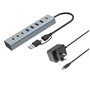 Hub USB 7 Ports Conceptronic HUBBIES20GP Argenté