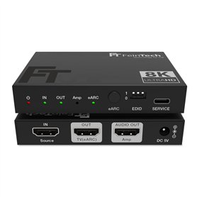 FeinTech AX211 HDMI 2.1 Audio Extractor (sortie audio HDMI) Splitter 1 in 2 out 8K 4K 120Hz eARC