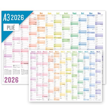 Häfft® Calendrier mural 2026 A3 en français (42 x 29