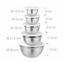 Relaxdays 10024713 Set de Cuisine Bol mélangeur 5X saladier avec Couvercle en INOX 18 pièces cuillère doseur, Argent Blanc