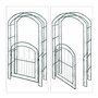 Relaxdays Arcade de rosiers avec porte, Arche pour plantes grimpantes, H x L X P: 215 x 115 x 43 cm, vert foncé