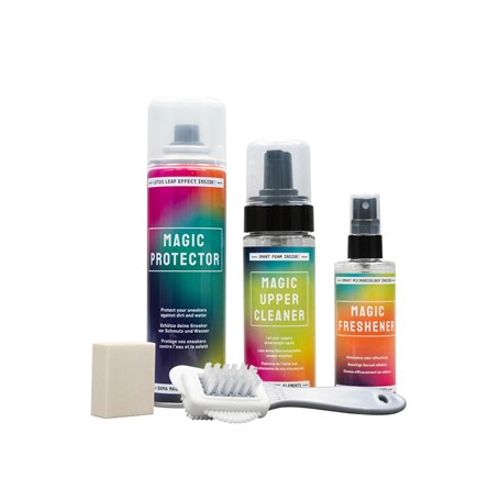 Bama Kit 5 pièces nettoyant spray protecteur désodorisant brosse double gomme pour cuir et tissu