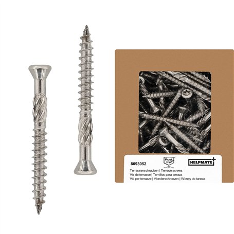 HELPMATE - Vis pour terrasse 5x60 acier inoxydable A2-50 vis pour planches + 2 embouts T25 - Vis pour l'extérieur (construction