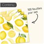 younikat 100 Sets de Table avec Motif de Citron I Format DIN A3 rectangulaire I Set de Table en Papier I Set de Table jetable I