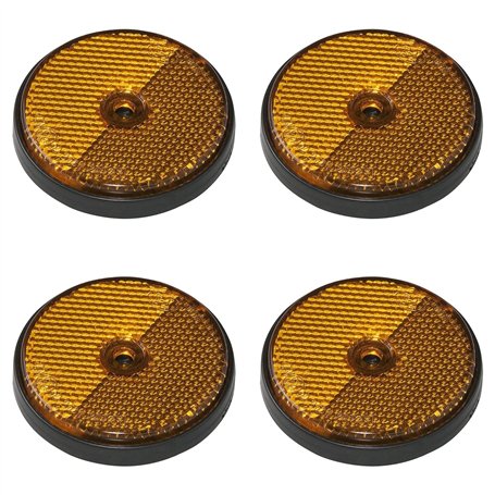 Multibros Lot de 4 catadioptres arrière ronds orange Ø 60 mm | Réflecteurs certifiés E4 pour remorques