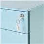 Caisson de Rangement à Roulettes avec 3 Tiroirs en Acier Bleu Clair Industriel Cami