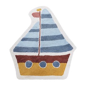 Tapis Enfant avec Motif de Bateau 105 x 120 cm en Coton Multicolore Speti