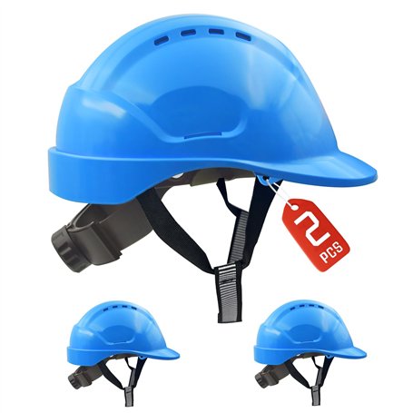 Lot de 2 casques de chantier EN397 - Mustbau bleu - Casque de sécurité avec emplacements DIY pour tour de tête de 53 à 65 cm - C