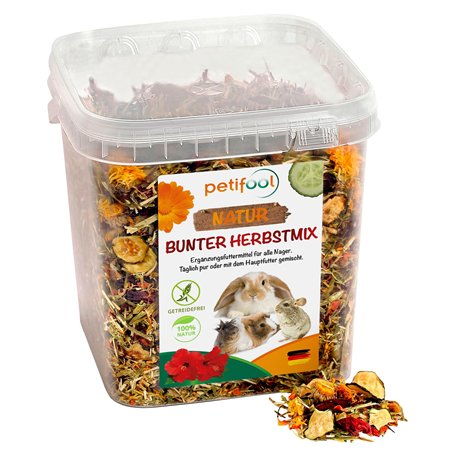 petifool Aliments complémentaires pour rongeurs Mélange d'automne coloré - Nourriture Naturelle et Saine pour Lapins - 650 g