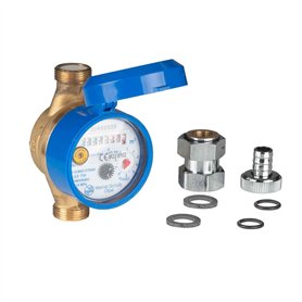 Schlsser Armaturen Compteur de robinet 110 mm avec raccord 3/4" - Werner Schtz Allemagne Q3 2,5 R40 Schlsser Armaturen Compteur de robinet 110 mm avec raccord 3/4" - Werner Schtz Allemagne Q3 2