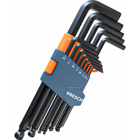 PRESCH Jeu de Clés Allen à tête sphérique 13 pcs. - Clé Allen métrique 1