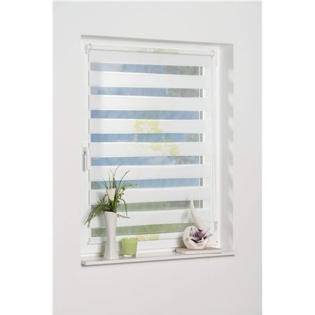 K-Home Store Enrouleur Double Klemmfix Denia sans perçage Vert 35 x 150 cm (l x L) Design : Fleur