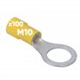 Kalitec RKSGM10 Lot de 100 cosses à anneau 4-6 mm² I partiellement isolées M10 jaune I Cuivre I Col en PVC I pour connecter des