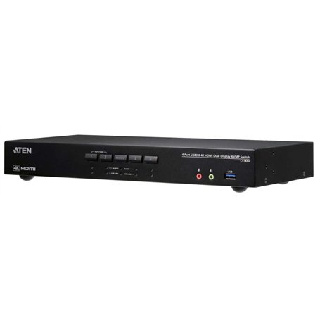 ATEN CS1844 Commutateur KVM 4 Ports True 4K HDMI Dual-View avec Audio & hub USB 3.0