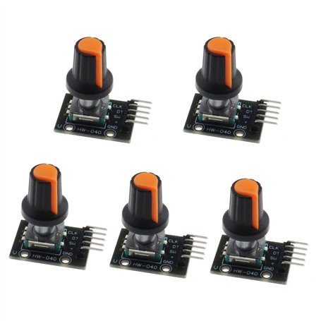 EMSea 5pcs KY-040 Module d'encodeur Rotatif à 360 Degrés Carte de Développement Capteur Brique avec Capuchon Bouton 5V 20 Cercle
