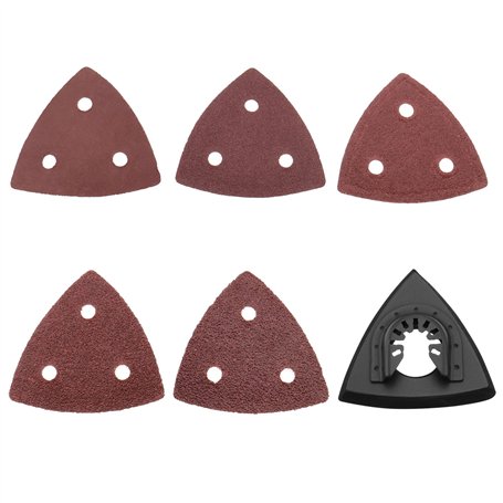 VGOL 100Pcs Papier de Verre Triangulaire et un Plateau de Ponçage Triangulaire Papier de Verre Triangulaire Grain 40/60/80/120/1