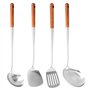 Dropfree Long Manche en Acier Inoxydable Wok Spatule Cuisine Fente Riz CuillèRe Louche Outils de Cuisson Ensemble D'Ustensiles