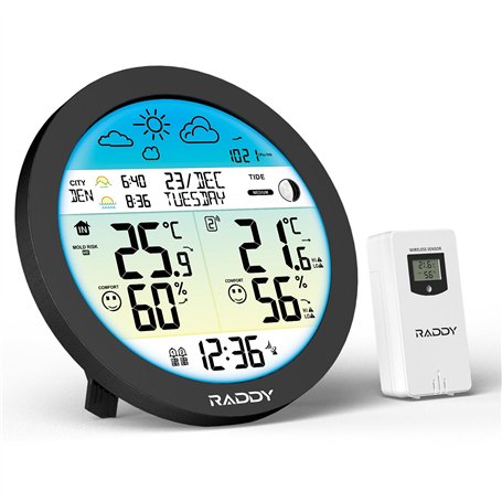 Raddy DT7 Station météo sans fil avec capteur à distance