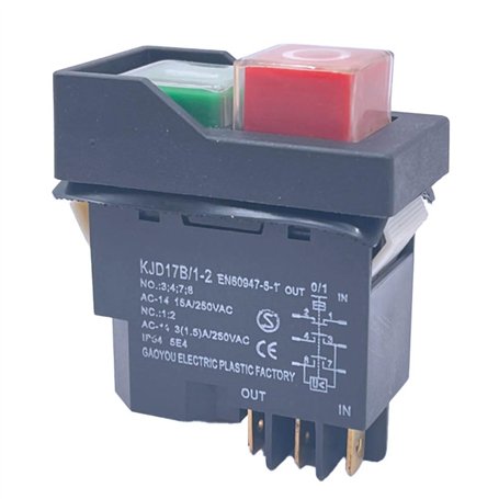 berjalan KJD17 6 Broches Interrupteurs à Bouton-Poussoir de Démarrage Électromagnétique 18A AC220V IP55 Interrupteur de Sécurité