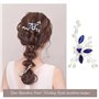 ECSiNG Pince à Cheveux Fleur Strass Bleu Épingles à Cheveux Cristal Perle Postiche Accessoires Décoratifs pour Femmes Dame Fille