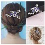 ECSiNG Pince à Cheveux Fleur Strass Bleu Épingles à Cheveux Cristal Perle Postiche Accessoires Décoratifs pour Femmes Dame Fille