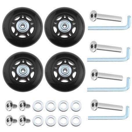 SG Store 2 Ensembles 60x18mm Roues de Bagage avec Clé Axes Valise Roues de Rechange Trolley Case Roues en Caoutchouc Pivot roule