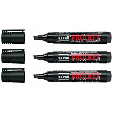 Uni-Ball Lot de 3 marqueurs à pointe biseautée Prockey - Noir - 3-6 mm