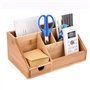 wandeli Organiseur multifonction en bambou | Caddy de bureau | Plateau pour accessoires de bureau à domicile | Support de fourni