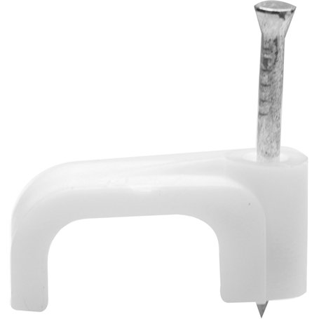 Bulk Hardware BH02195 Paquet de 100 Pinces de câble plat terre double 6 mm Blanc