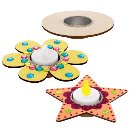 Baker Ross AX674 Kits Porte-bougie en bois - Paquet de 4