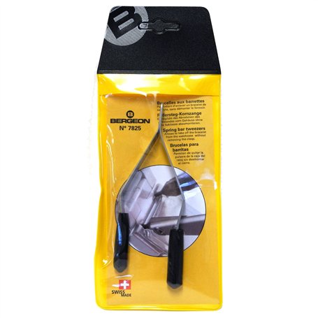 BERGEON - 7825 - Outillage professionnel - Pince brucelles pour ôter les barrettes à ressort des bracelets de montres de luxe -