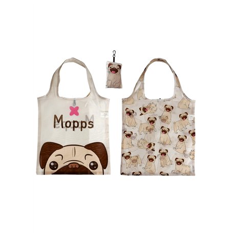 Puckator Sac Shopping Pliable Mopps-Chien Carlin Sacs à provisions réutilisables