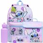 Disney Stitch Sac a Dos Set 4 Pièces avec Bouteille d'eau Trousse Kawaii Sac a Lunch Cartable Fille Fournitures Scolaires